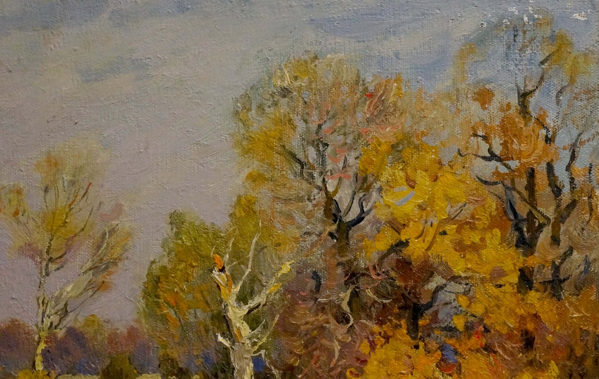 Oil painting Indian summer by Mynka Alexander Fedorovich, autumn trees