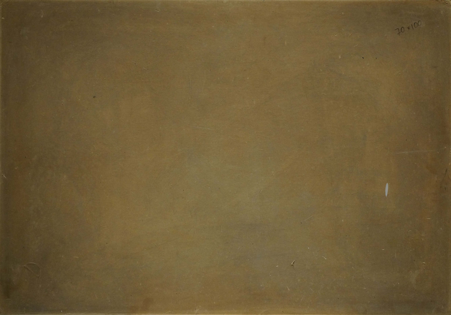Back of muted olive-green oil painting Flowers by P. Kavschke Mon