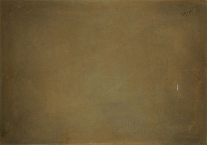 Back of muted olive-green oil painting Flowers by P. Kavschke Mon
