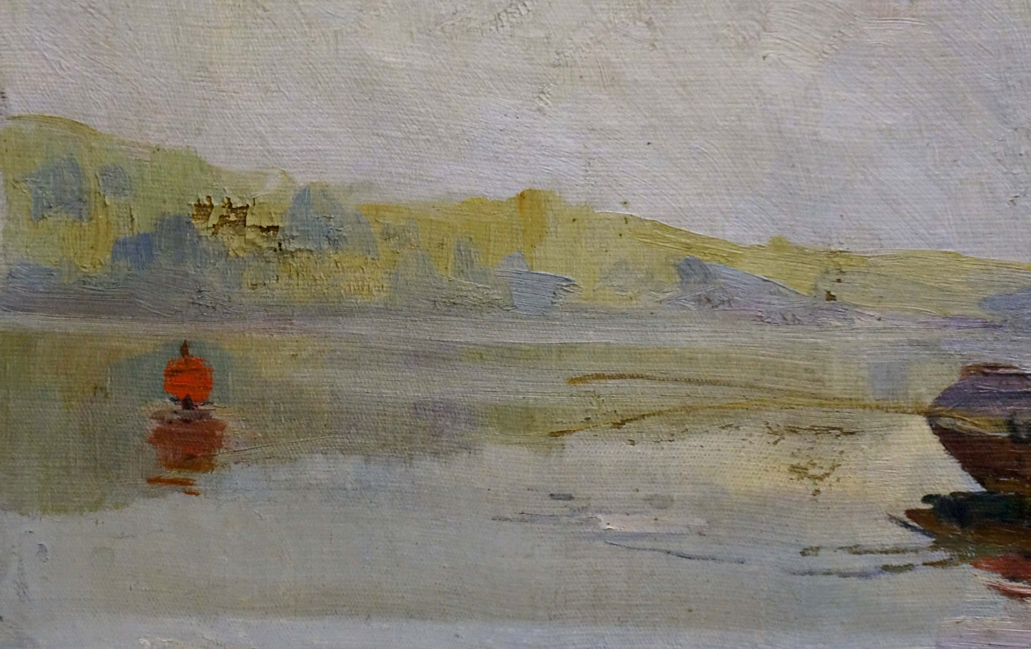Oil painting by Atlantov Vladimir Nikolaevich: red buoy on calm water