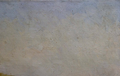 Oil painting Fishing Atlantov by Vladimir Nikolaevich, textured muted blue beige gradient