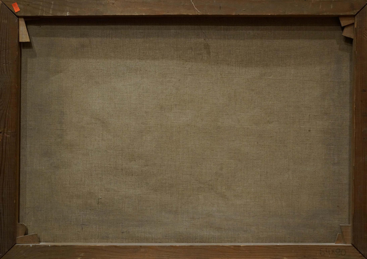 Back of wooden-framed oil painting The table is set N. Perlberg with textured fabric