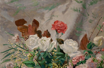 Oil painting Bouquet of flowers by D. Deparis with vibrant blooms