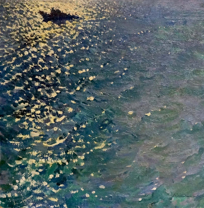 Textured oil painting of rippling sea by Kolesnik Boris Afanasevich