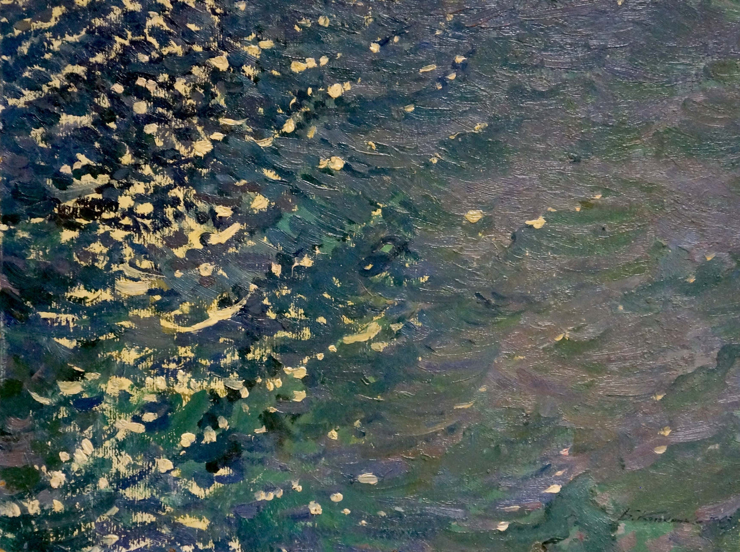 Impressionistic oil painting of rippling sea by Kolesnik Boris Afanasevich