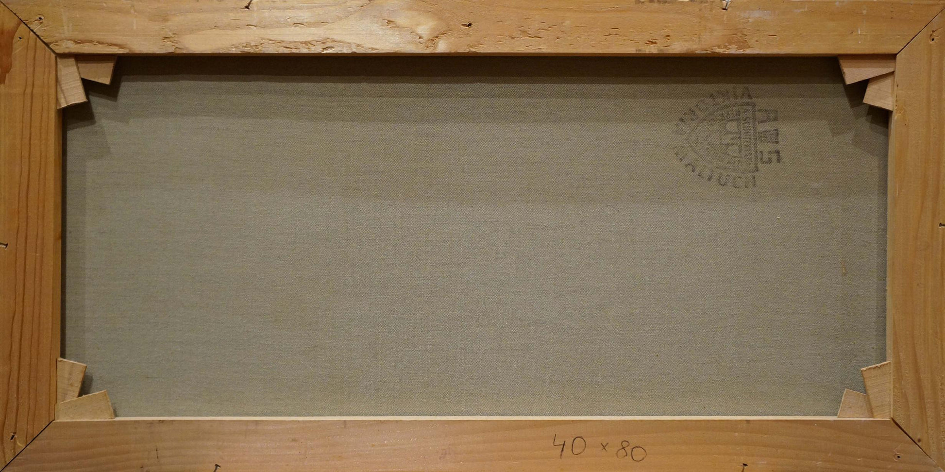 Back of Oil painting Fruits Farraretto canvas with Virginia Art Gallery stamp 40x80