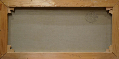 Back of Oil painting Fruits Farraretto canvas with Virginia Art Gallery stamp 40x80
