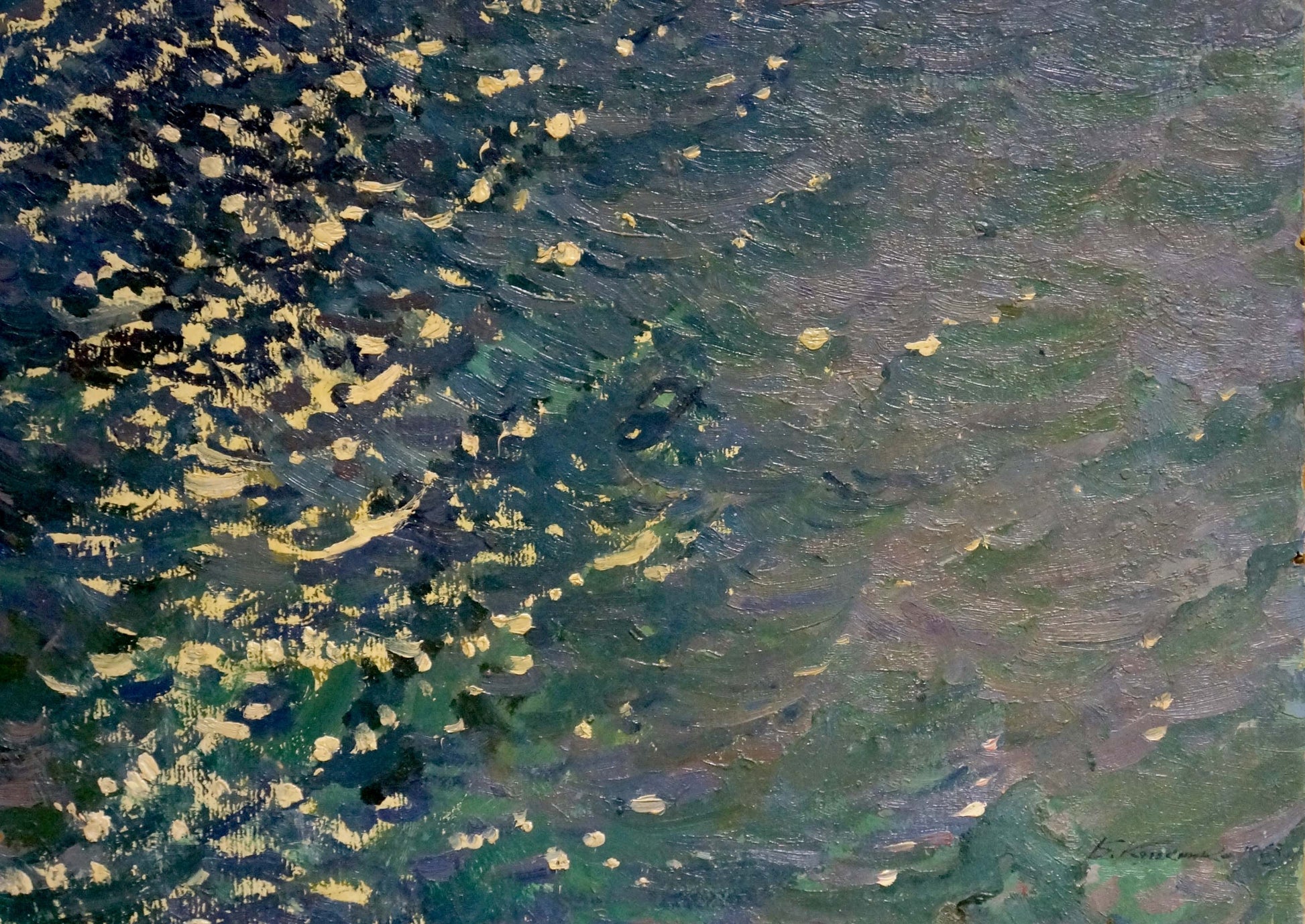 Oil painting Sea by Kolesnik Boris Afanasevich in teal green impasto