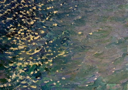 Oil painting Sea by Kolesnik Boris Afanasevich in teal green impasto