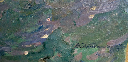 Oil painting Sea by Kolesnik Boris Afanasevich with green purple blue impasto