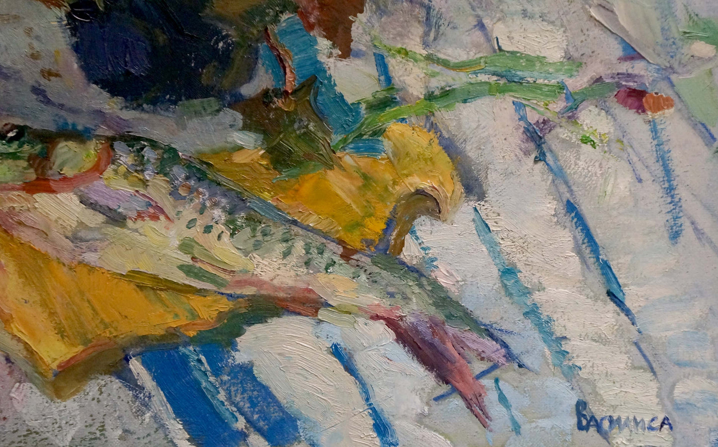 Oil painting of carp in Y. by Vasilisa Kolesnik, vibrant textured art