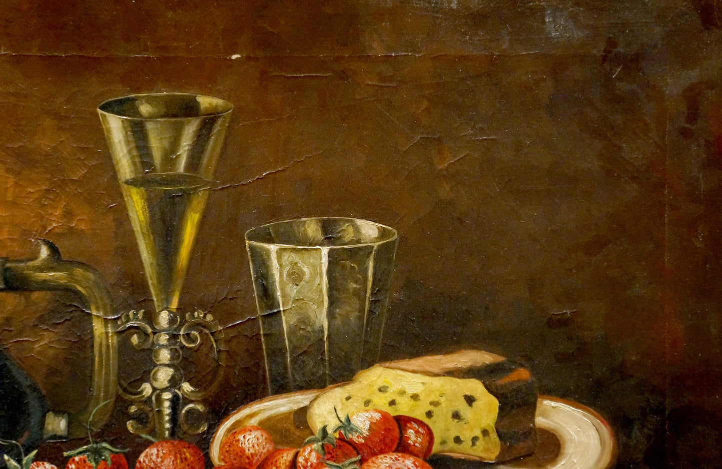 Oil painting by Angelika Kauffmann: ornate golden goblet and cup