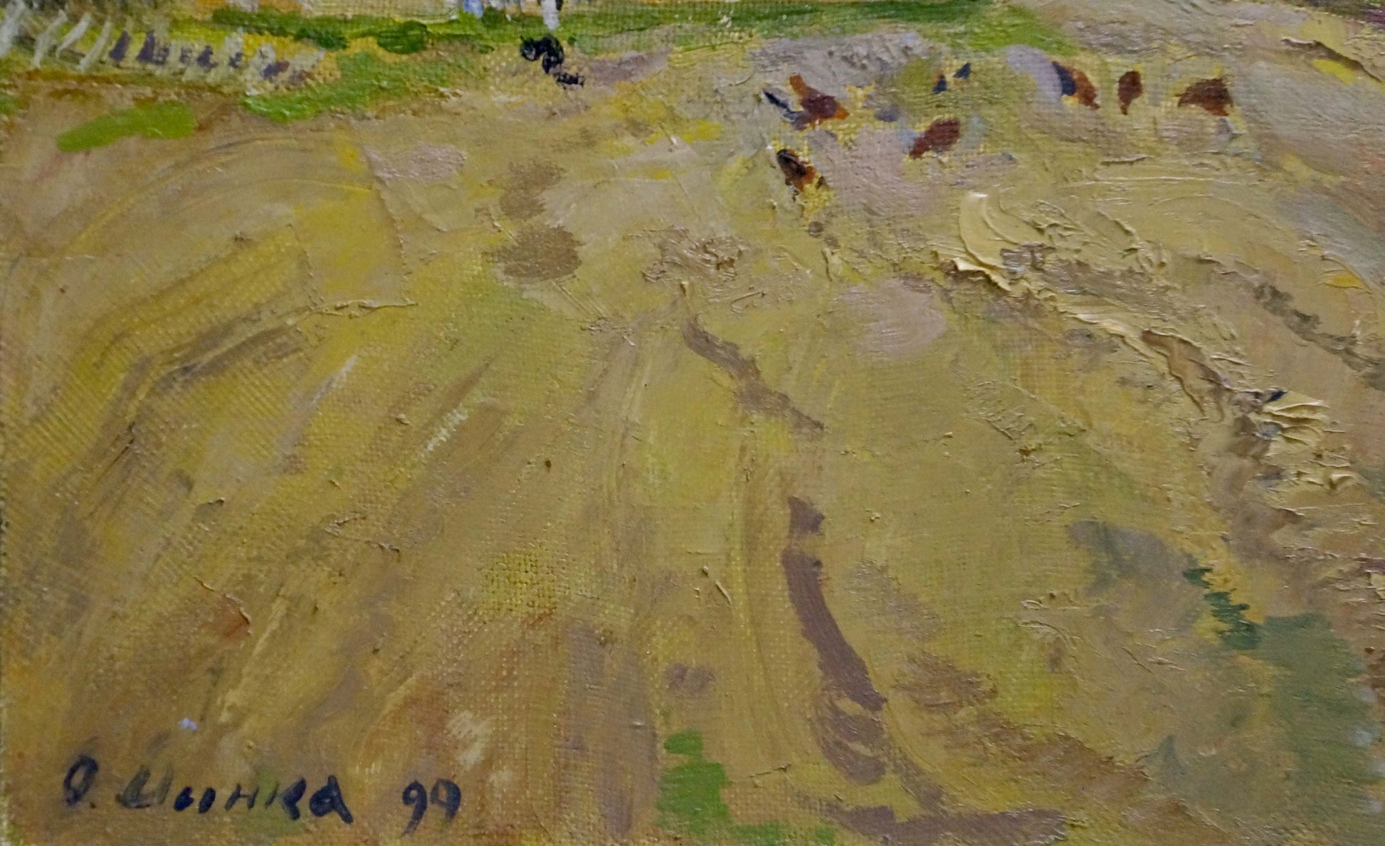 Oil painting Signs of Autumn by Mynka Alexander Fedorovich, textured sunlit field