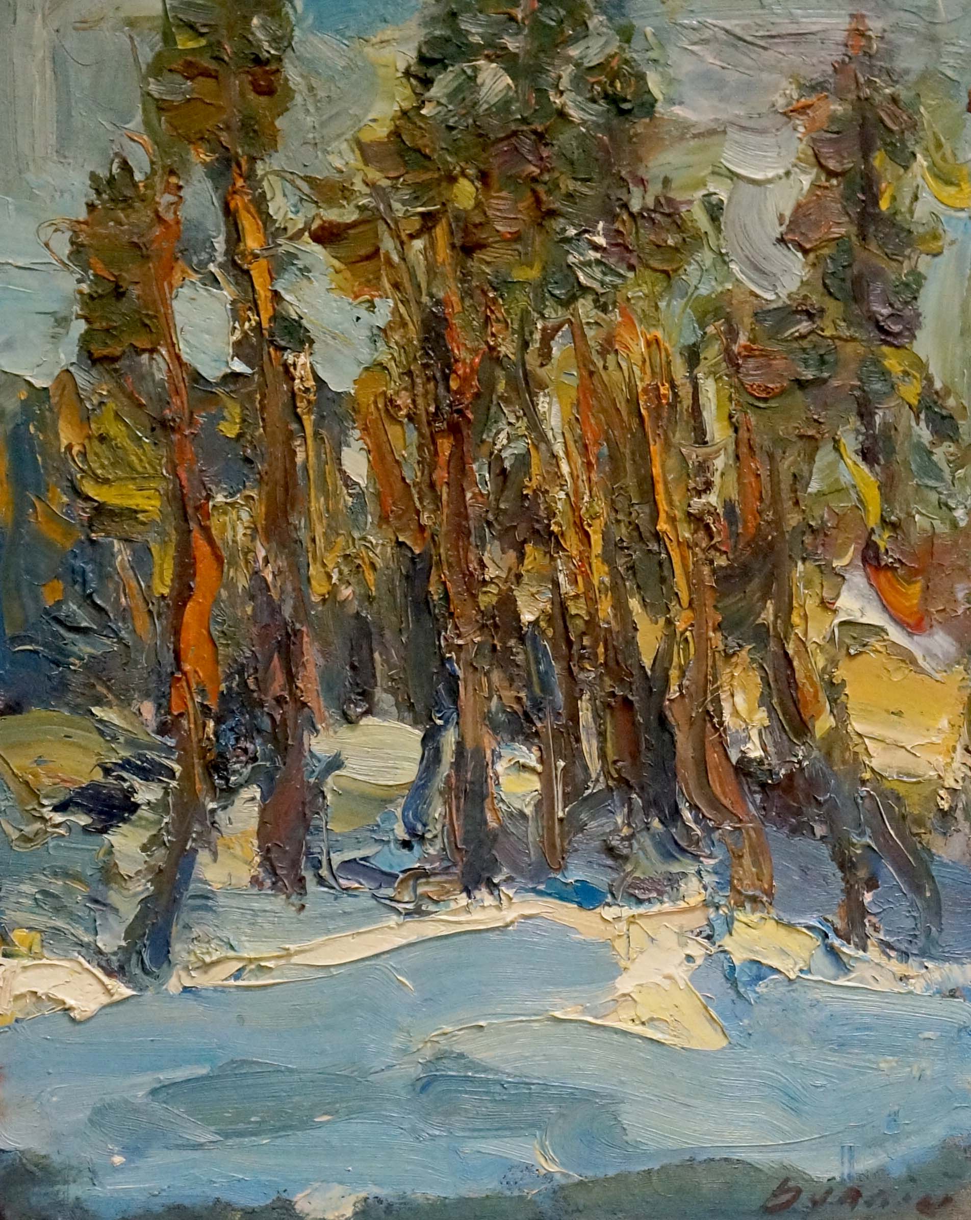 Impressionistic End of Winter forest oil painting by Dupliy Sergey Alexandrovich