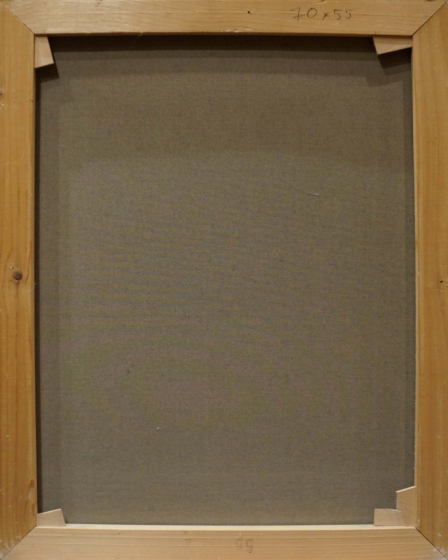 Back of 70x55 cm gray canvas in wood frame for Oil painting Rainbow of Flowers Bouquet