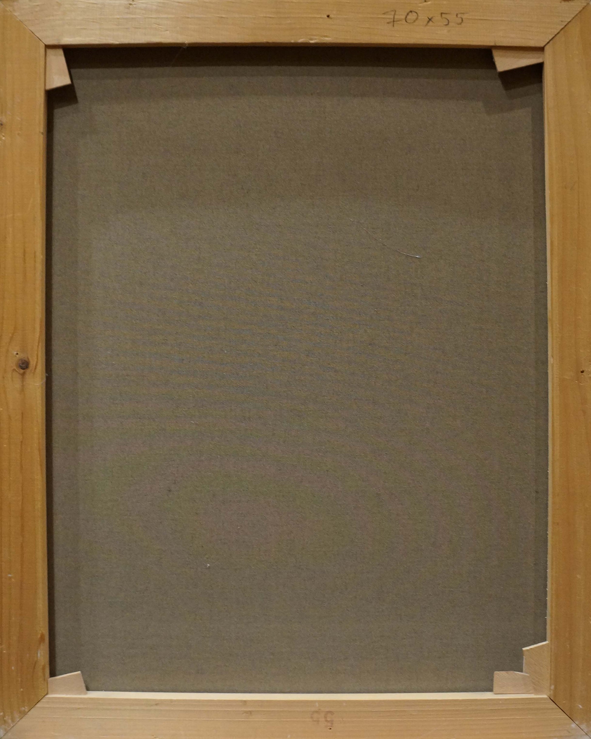 Back of 70x55 cm gray canvas in wood frame for Oil painting Rainbow of Flowers Bouquet