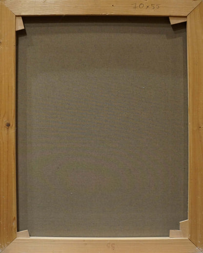 Back of 70x55 cm gray canvas in wood frame for Oil painting Rainbow of Flowers Bouquet