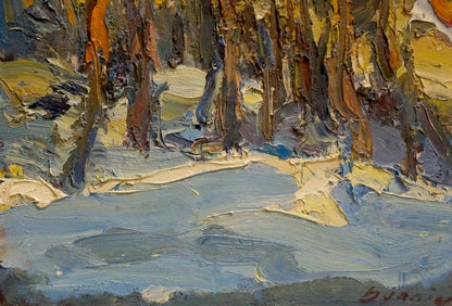 Textured oil painting End of Winter by Dupliy Sergey Alexandrovich, forest scene