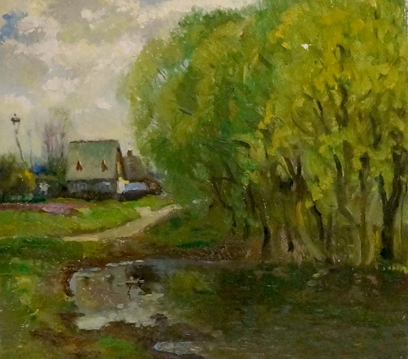 Serene impressionistic oil painting Road to the village by Mynka Alexander Fedorovich