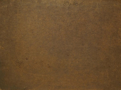 Textured brown canvas back of Oil painting Lilac bouquet Hilberr
