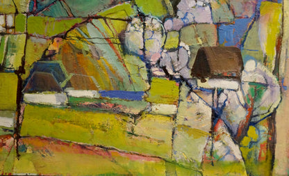 Oil painting April by Igor Grigoryevich Skorupsky, abstract expressionist greens and yellows