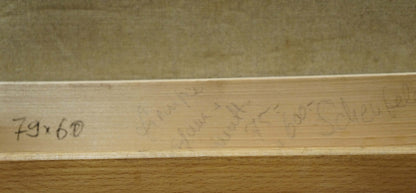 Oil painting Still life with books by Michael Durach, light wooden ruler detail