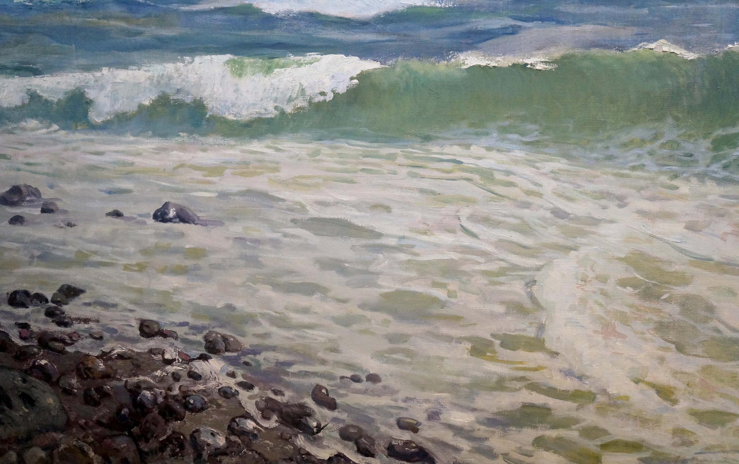 Oil painting of raging seascape waves by Petr Sulimenko
