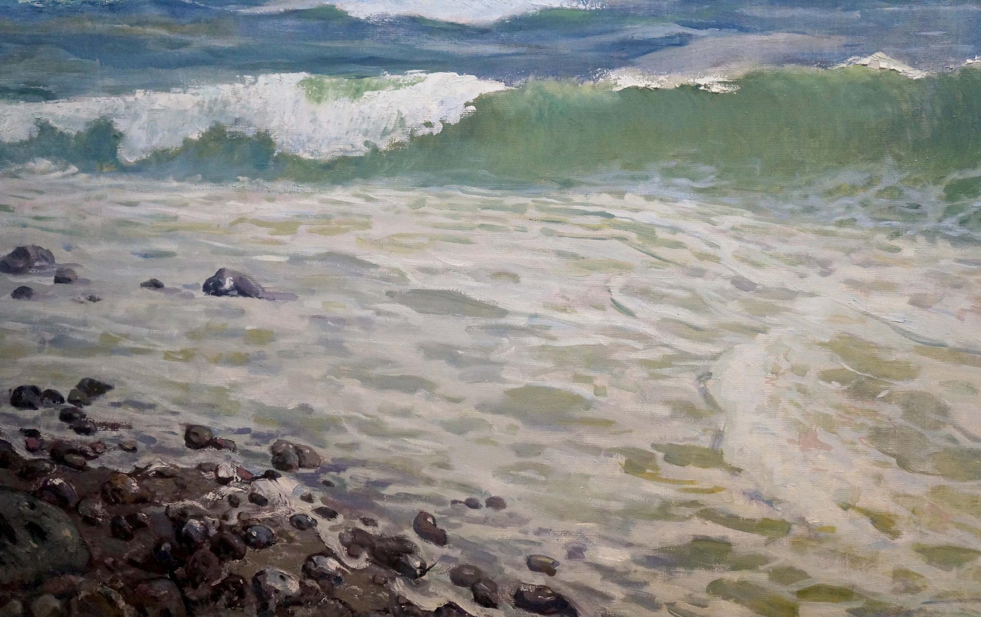 Oil painting of raging seascape waves by Petr Sulimenko