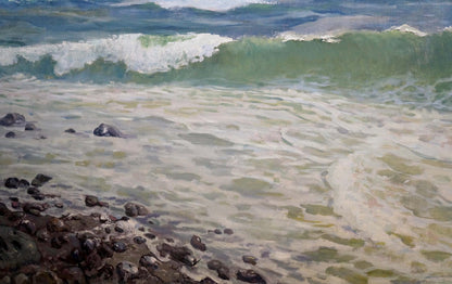 Oil painting of raging seascape waves by Petr Sulimenko