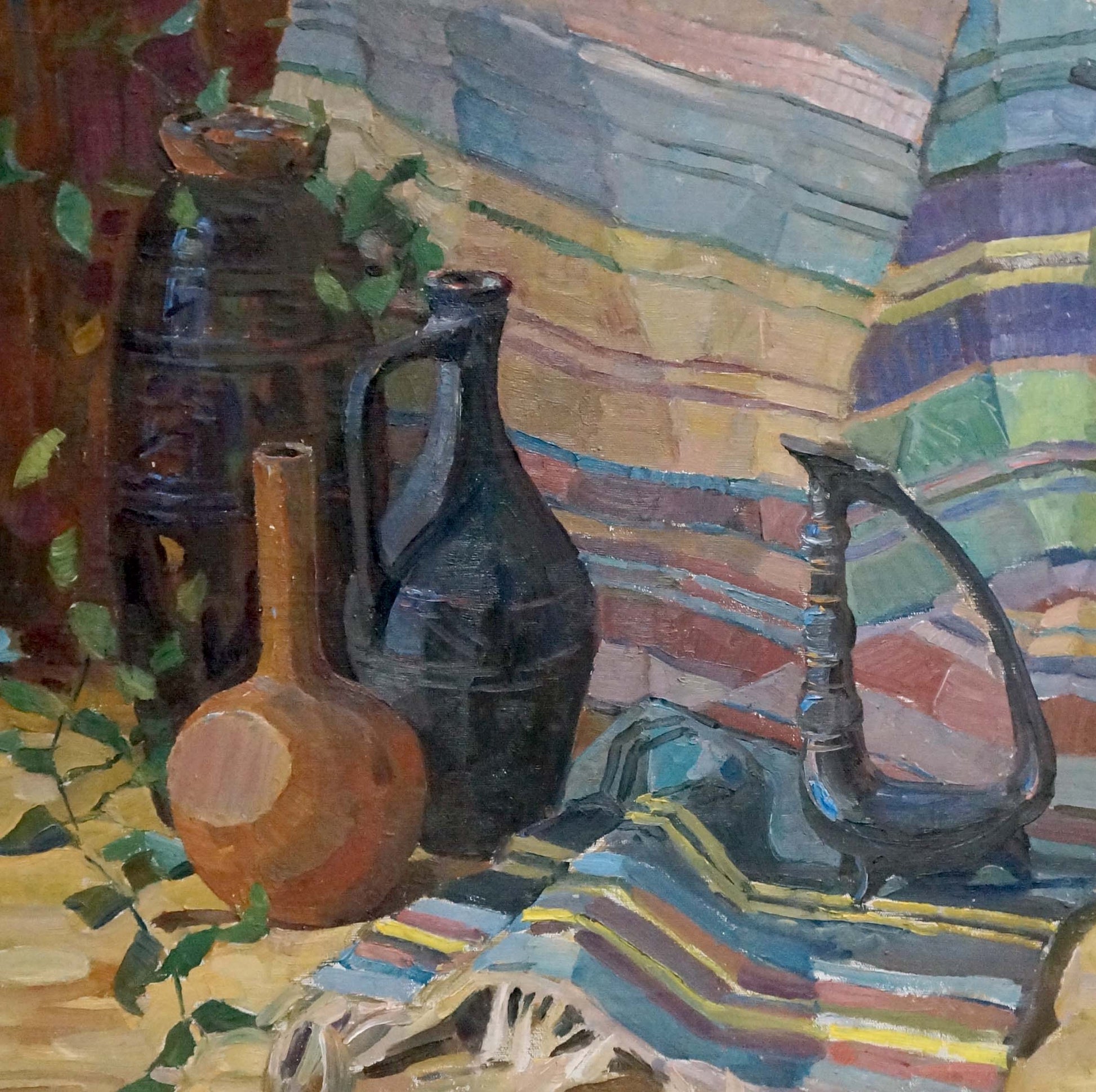 Earthenware jug with dark matte finish in Afanasiev Nikolay Grigorievich oil painting