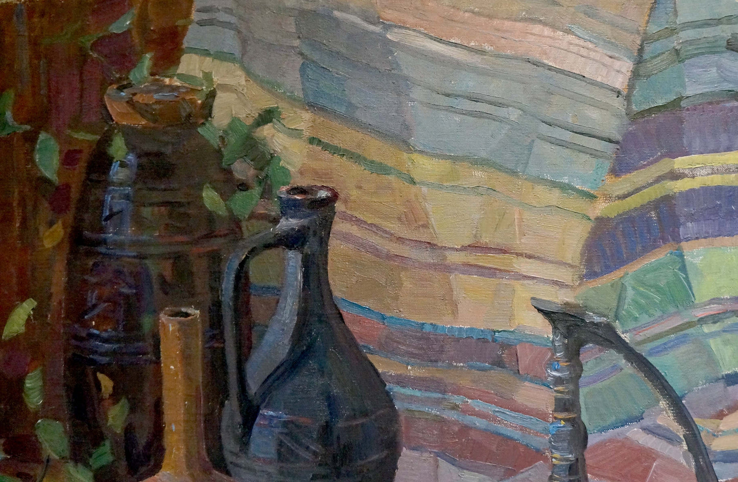 Oil painting of dark blue ceramic jug in East still life by Afanasiev Nikolay Grigorievich