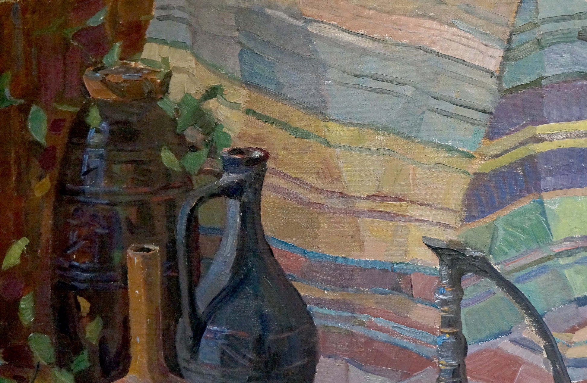 Oil painting of dark blue ceramic jug in East still life by Afanasiev Nikolay Grigorievich