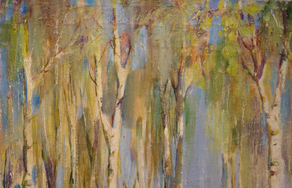 Abstract impressionist oil painting of birch trees by Sukhorukikh Anatoly Ivanovich