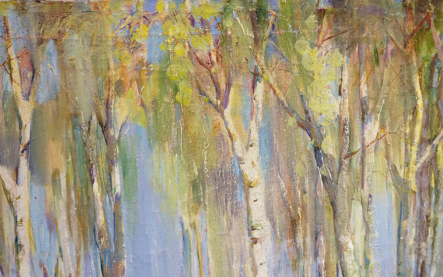 Abstract impressionistic oil painting of birch trees by Sukhorukikh Anatoly Ivanovich
