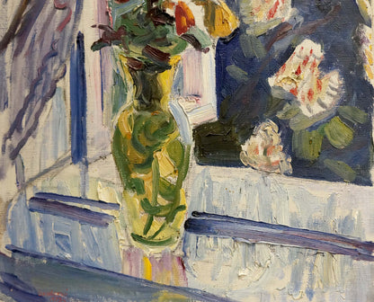 Oil painting by Vyazovsky Lev Vsevolodovich: vase with colorful flowers