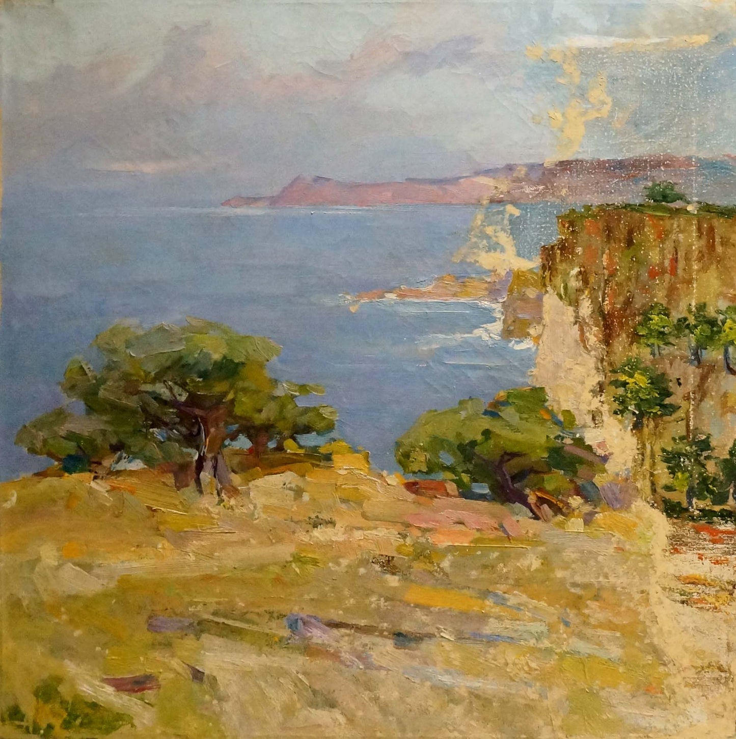Oil painting by Zaretsky Victor Ivanovich: coastal cliffside landscape