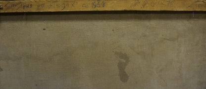 Back of Leonid Pevlotsky 1958 oil painting In the park with Cyrillic text