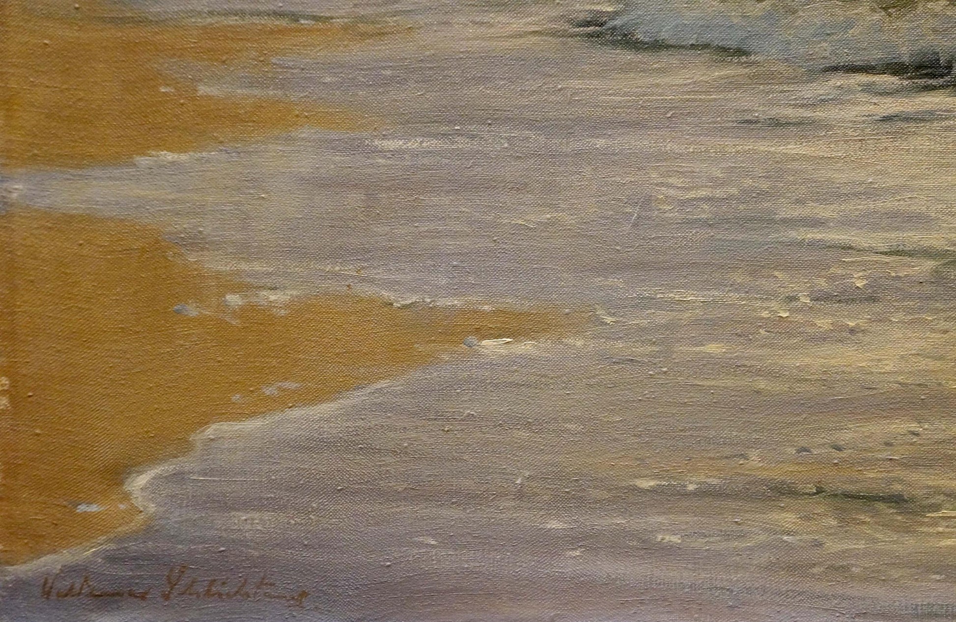 Oil painting The waves by Waldemar Schlichting in earthy ochre tones