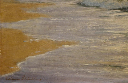 Oil painting The waves by Waldemar Schlichting in earthy ochre tones