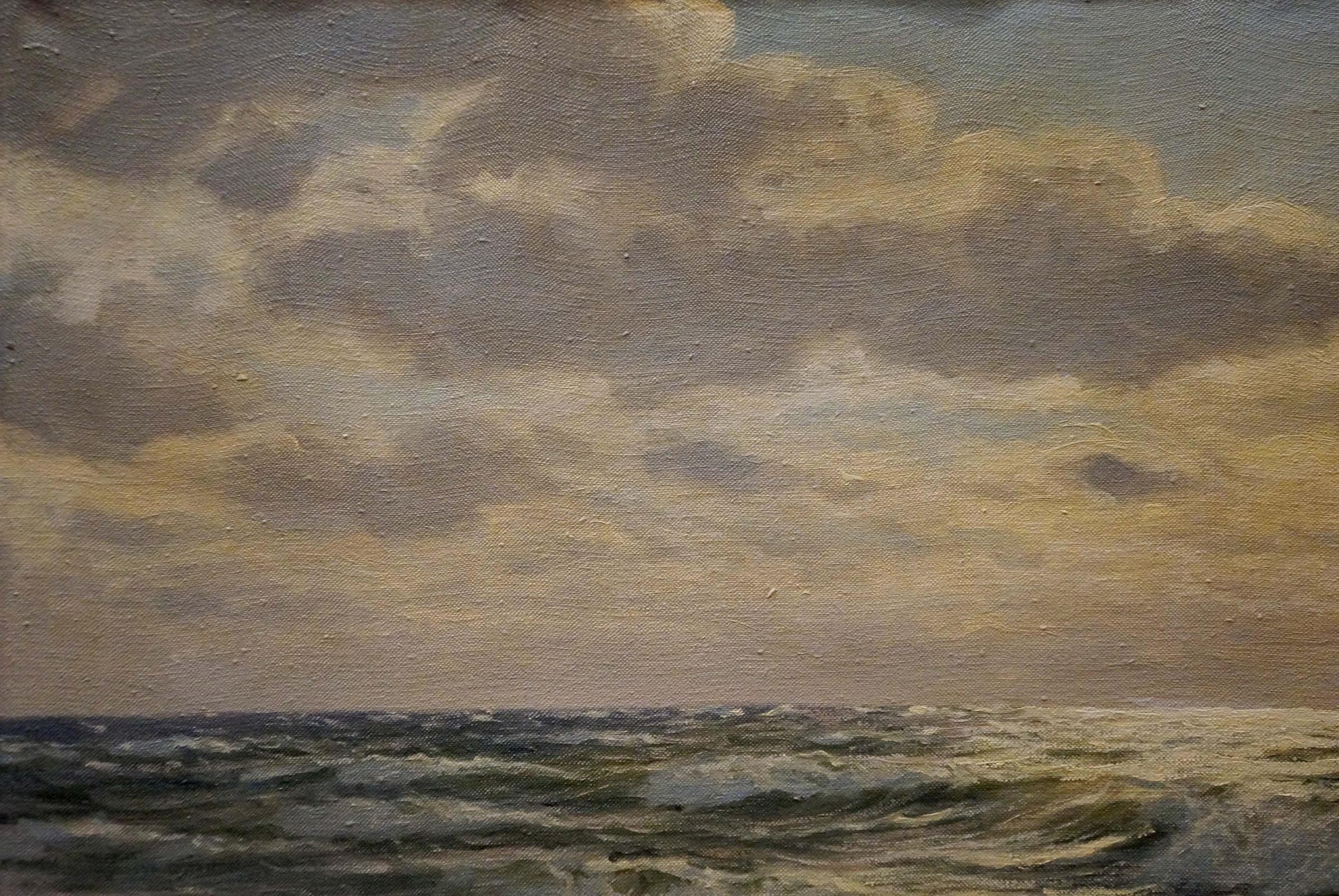 Oil painting The Waves by Waldemar Schlichting: turbulent seascape