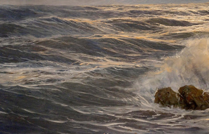 Stormy ocean waves oil painting by Freyberg Edgar Sea Breeze