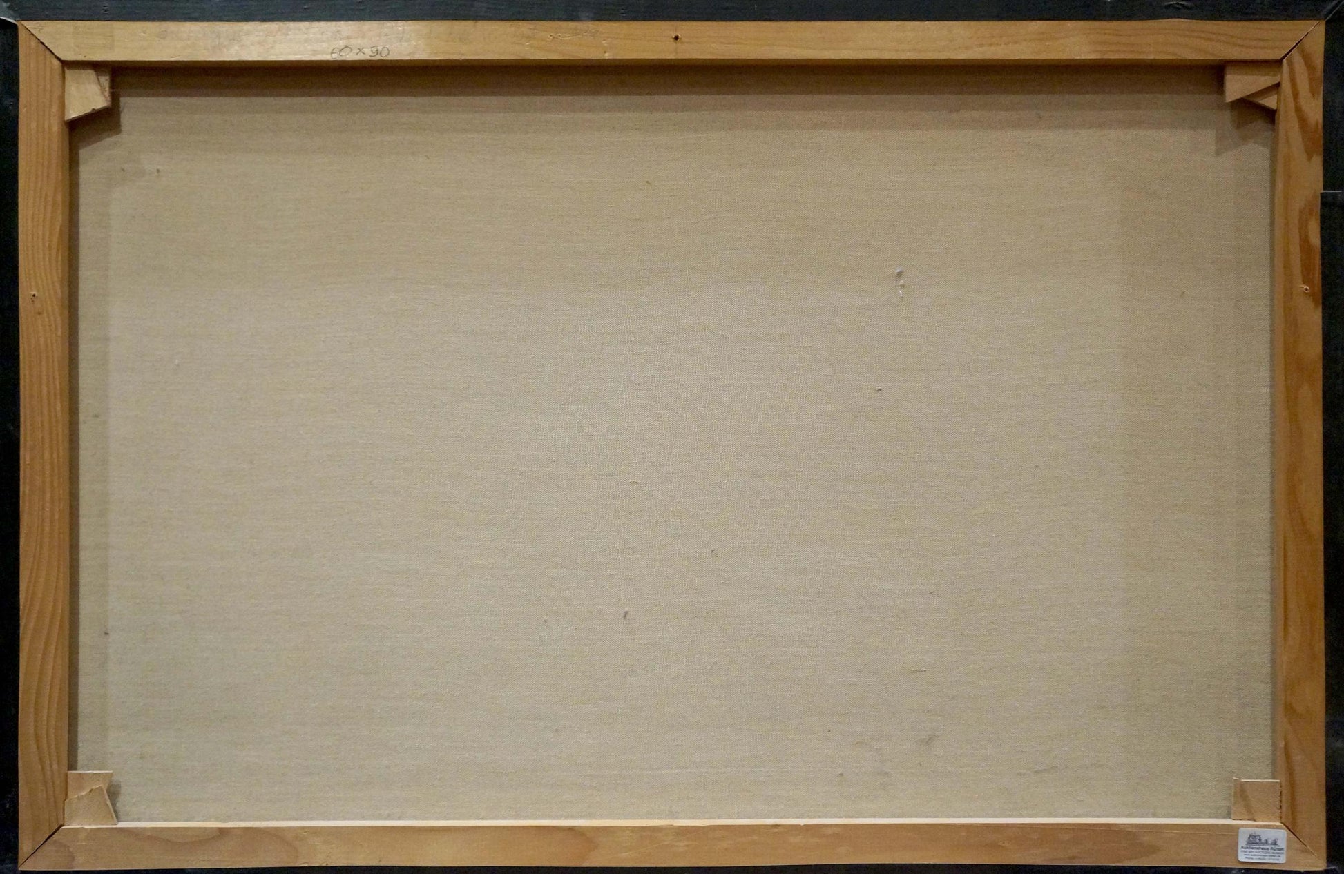 Back of Sea Breeze oil painting by Freyberg Edgar in light brown wooden frame with beige canvas