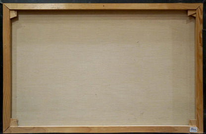 Back of Sea Breeze oil painting by Freyberg Edgar in light brown wooden frame with beige canvas