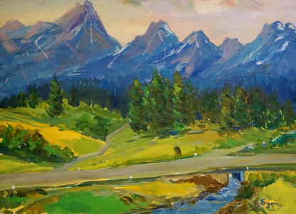 Oil painting of snow-capped mountains by Kogan-Shats Matvey Borisovich