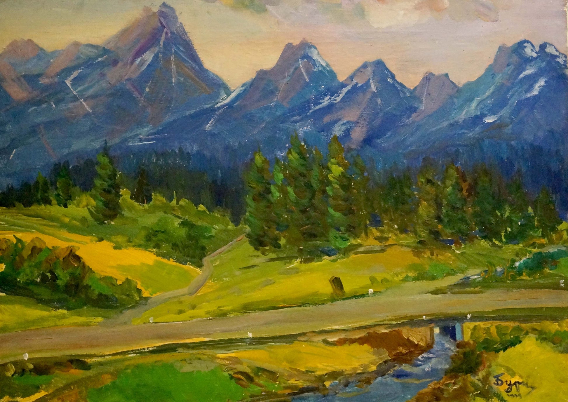 Oil painting of snow-capped mountains by Kogan-Shats Matvey Borisovich