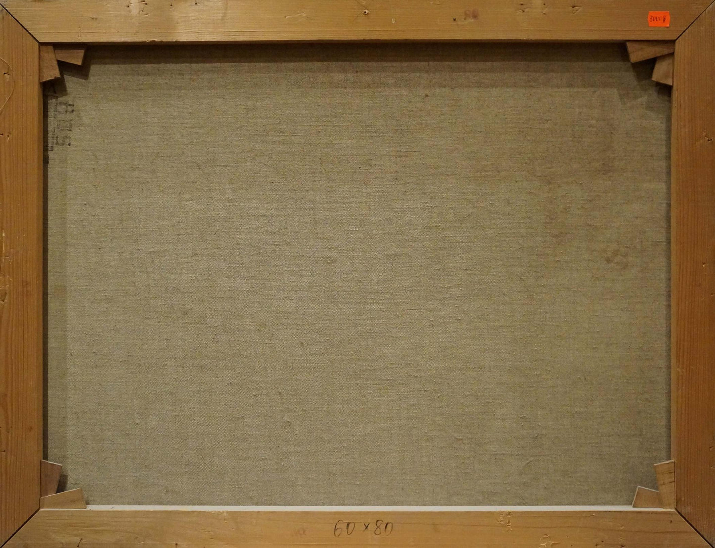 Back of Arrival in the City Hochstein A oil painting canvas with beige backing and wooden frame