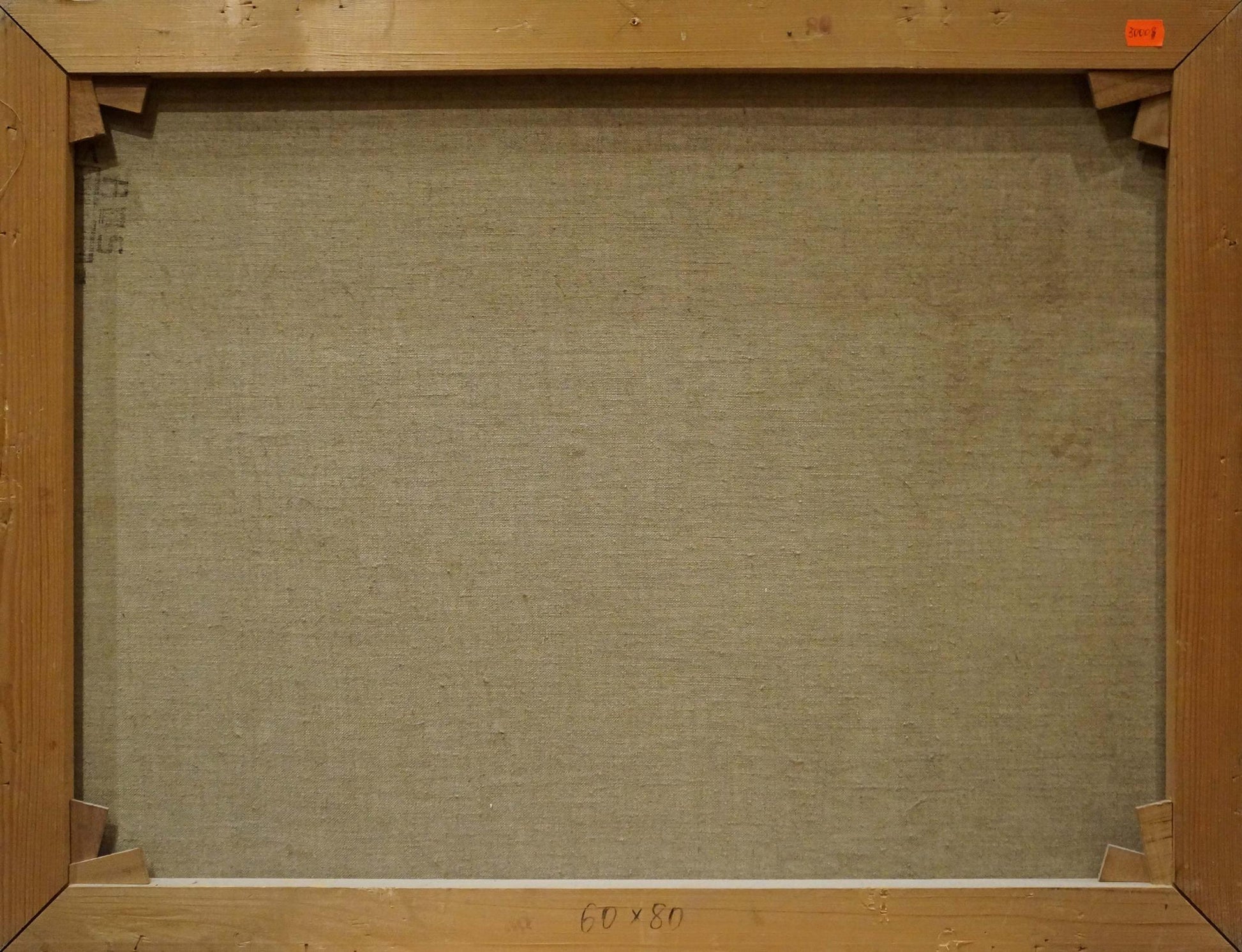 Back of Arrival in the City Hochstein A oil painting canvas with beige backing and wooden frame