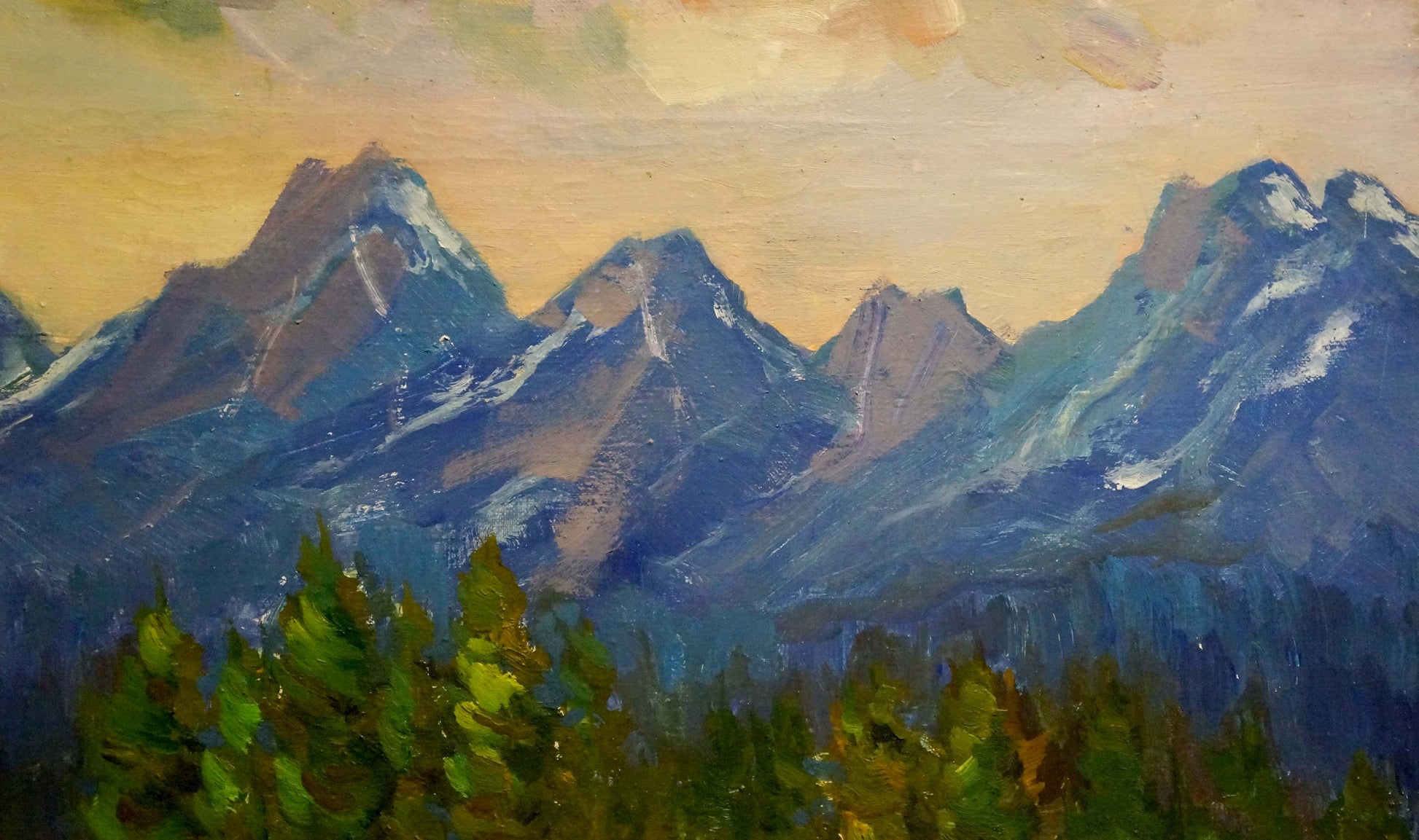 Oil painting of snow-capped mountains by Kogan-Shats Matvey Borisovich