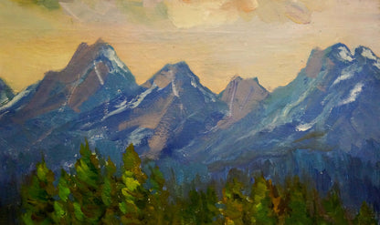 Oil painting of snow-capped mountains by Kogan-Shats Matvey Borisovich