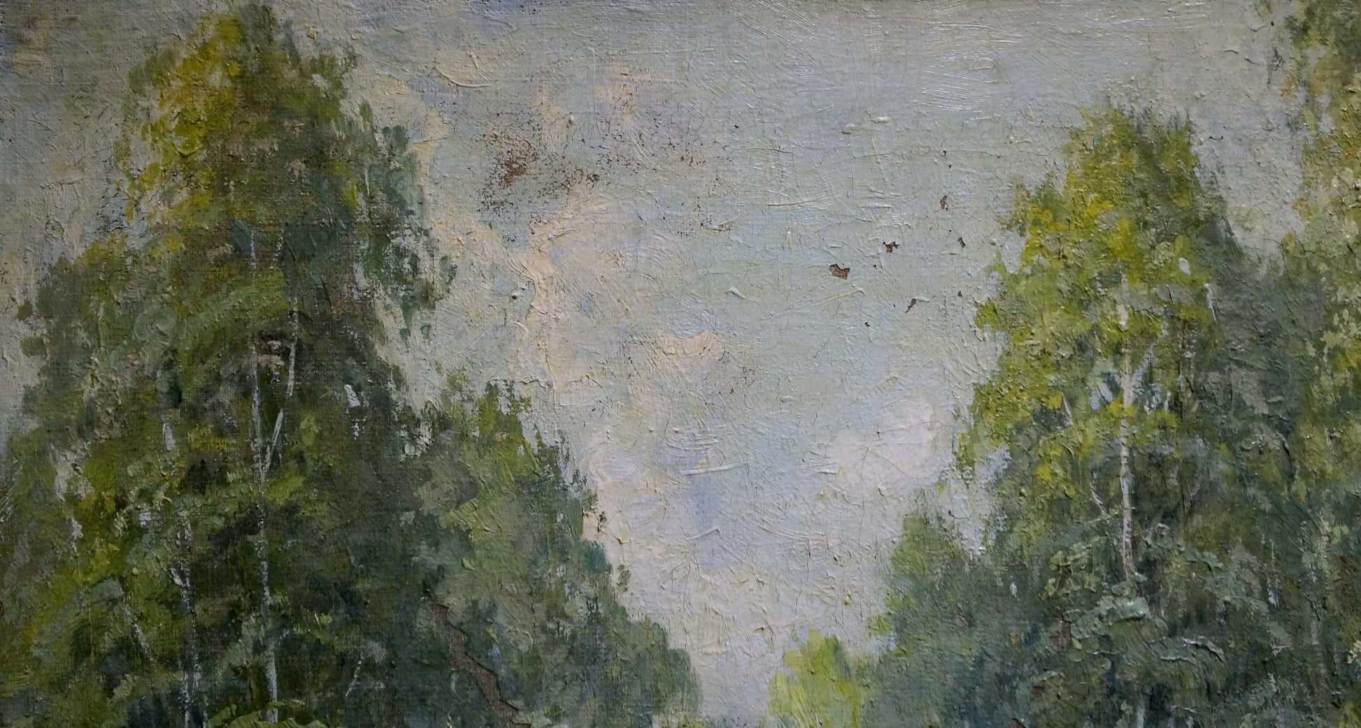 Oil painting of serene forest landscape by Mikhail Valentinovich Arkhangelsky
